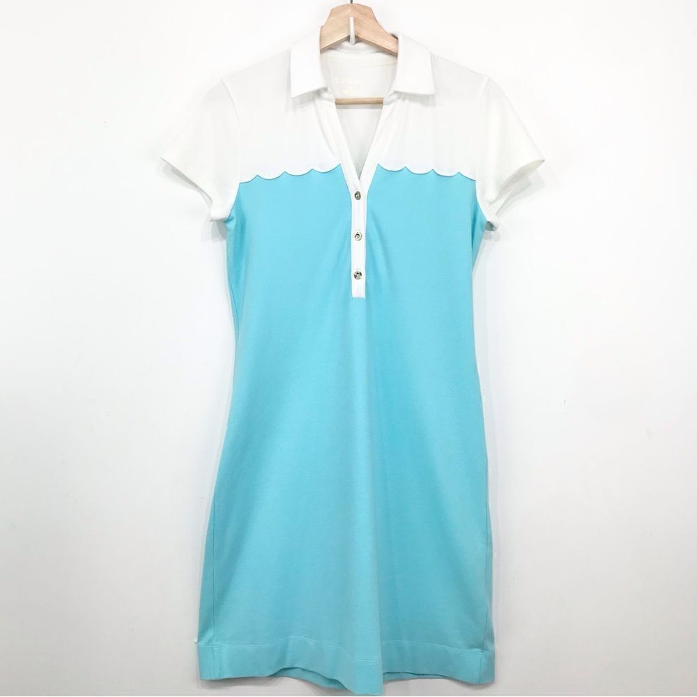 Lilly Pulitzer White and Light Blue Polo Mini Dress - Picture 6 of 16